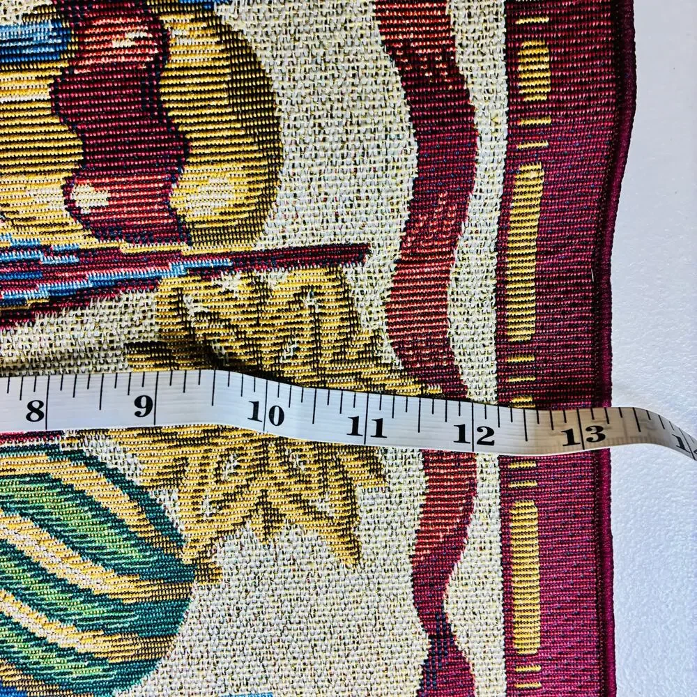 Vintage Christmas Tapestry Table Runner Holiday Ornament Garland Fringe 50